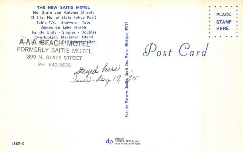 AAA Beach Motel (Saitis Motel) - Vintage Postcard (newer photo)